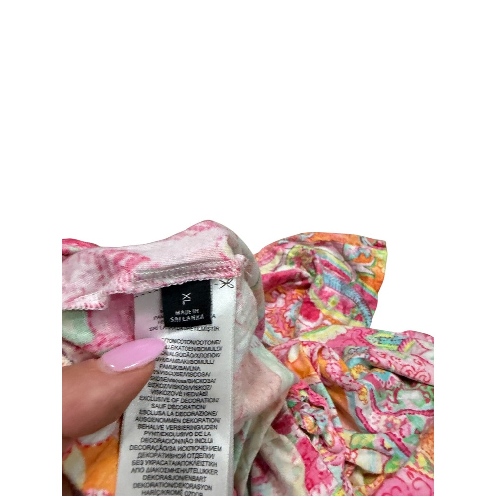 Lauren Ralph Lauren Womens XL Pajama Set Pink Paisley Cotton Blend 2pc PJ Set - Picture 6 of 7